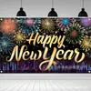 2027 El más vendido de Amazon Tema Colorido de Año Nuevo Tela de Fondo Negra y Dorada Decoraciones para Celebraciones de Fiesta Pancarta de Año Nuevo