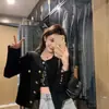 Chaqueta Corta Estilo Tweed para Mujer Primavera y Otoño 2025 Nuevo Estilo Coreano de Gama Alta Chic Femenino Top de Manga Larga