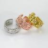 Estilo coreano completo diamante flor diamante anel caleidoscópio fêmea 18K ouro rosa largo estreito aberto anel estrelado