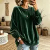 Sudadera de Terciopelo Casual de Manga Larga de Color Sólido con Cuello Redondo para Mujer, Nueva Colección Otoño/Invierno 2026 Europea y Americana, Más Vendida