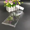Saco adesivo opp de tira fina, saco plástico auto-selante transparente com cabeçalho de cartão opp, embalagem adesiva para perucas, atacado