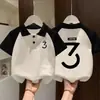 Polo de Manga Corta para Niños Verano Nuevo Estilo Bloques de Color Estampado de Dibujos Animados Top para Niños y Niñas Camiseta Holgada Casual