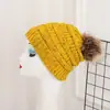 Chapéu de tricô com ponto de bolinha inverno quente bola de lã boné de lã boné monocromático atacado chapéu de curling ao ar livre