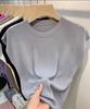 Suéter de Punto de Seda de Hielo para Mujer, Cuello Redondo Delgado, Nuevo Estilo de Verano, Simple y Versátil, Chaleco Superior sin Mangas de Color Sólido
