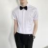 Nova Camisa Masculina de Manga Curta 2023 Estilo Coreano Moda Jovem Casual Plissada Slim-fit Roupa para Eventos de Grupo de Trabalho