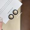 Brincos Redondos de Contas Pretas Cinzas com Flocagem Vintage Argola S925 Agulha Simples Versátil Brincos de Luxo Leve