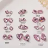 Accesorios para Uñas de Diamante con Forma Especial de Corazón Torcido con Punta Rosa para Uñas de Celebridad de Internet, Súper Brillantes