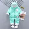 Conjunto de ropa de otoño e invierno para niños y niñas de 0 a 5 años, de seda de leche, con relleno de terciopelo, informal, para bebés y hombres, dos piezas, 2
