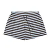 Shorts de Rayas y Lunares Estilo Coreano con Cordón, Corte Holgado, Cintura Elástica, Casual para Playa, Deportes, Hogar, Hot Pants para Mujer