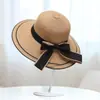 Sombrero de paja caqui para el sol de verano para mujer, sombrero de protección solar de moda, sombrero de playa para exteriores junto al mar, sombrero de sol plegable
