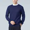 Outono Inverno Novo Suéter Casual Masculino Gola Redonda Solto Tamanho Plus Cor Sólida Manga Longa Tricô Camada Interna