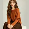 Design elegante e suave, suéter de tricô falso de duas peças para mulheres, novo estilo outono, blusa de seda e lã de manga longa na cor lisa