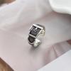 Anillo de plata retro para pareja, tamaño abierto, precio especial, chapado en cobre, plata antigua, con diseño geométrico simple, para mujer, venta al por mayor.