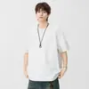 An Yang 2026 Verão Nova Marca da Moda Textura Solta Manga Curta Camiseta Masculina Versátil Cor Sólida Top Casual Atacado