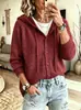 Amazon Temu nuevo cárdigan de punto con capucha para mujer, estilo holgado y casual, top chaqueta suéter de color liso para otoño e invierno
