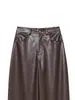 Comércio Exterior Transfronteiriço Estilo Europeu e Americano Roupas Femininas Inverno 2025 Calças Casuais de Couro Sintético PU com Bolsos Decorados Versão Balão Calças Versáteis
