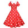 Vestido de fiesta elegante de verano con cuello en V, manga corta y lunares, estampado retro, oferta de fábrica 2022