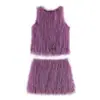 Para Comercio Exterior Transfronterizo Europeo y Americano Ropa de Mujer Aliexpress Más Vendido Moda de Verano Conjunto de Dos Piezas de Terciopelo Morado con Borlas
