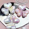 Accesorios de joyería DIY, acrílico, agujero recto, color melocotón, corazón, amor, cuentas sueltas, llavero, collar, cadena para teléfono móvil, cuentas