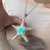Collar Vintage Océano para Mujer Colgante de Estrella de Mar Luminosa Cadena Larga para Clavícula Dulce Fresco Exagerado Cadena de 70 cm