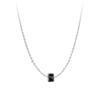 Colgante Mini Cilíndrico Minimalista de Diamante Negro Collar Cadena Clavícula Plata Esterlina S925 Redondo Forma de Frijol Estilo Coreano y Japonés Corto para Mujer