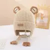 Gorro de inverno infantil, quente e grosso, gorro pontudo fofo, chapéu de tricô à prova de vento e protetor de orelhas para meninos e meninas