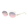 Gafas de Sol Ovaladas Sin Marco Estilo Nuevo Europeo y Americano con Cabeza de Leopardo, Gafas Retro Transfronterizas para Sesión de Fotos Protección UV para Hombres