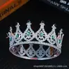 Corona de Novia Europea y Americana Diadema Colorida de Pedrería Transfronteriza Corona de Plástico Barroca Accesorios para Vestido de Boda Accesorios para el Cabello