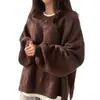 Suéter coreano chic de ocho colores para otoño e invierno, estilo perezoso francés, cuello redondo, abertura lateral, holgado, casual, versátil, de manga larga para mujer