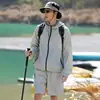 IZEXX2025 Verano Nuevo Montaña con Capucha Ropa de Protección Solar para Hombre Delgada UPF50 Chaqueta de Seda de Hielo para Pareja Protección Solar
