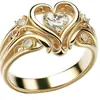 Nuevo Anillo Popular Estilo Lujo Calado Forma de Corazón Circonita Creativo Moderno para Mujer Huajie Venta al por Mayor