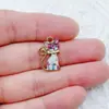 Encantadores y Lindos Pendientes de Gato con Diseño de Estampado de Aleación de Gota de Aceite Accesorios DIY Colgante Llavero