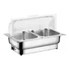 Estufa de buffet de acero inoxidable, estufa de buffet con calefacción eléctrica, estufa de calentamiento transparente con tapa abatible, olla de calentamiento para cafetería de hotel