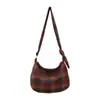 Bolso de Lana a Cuadros para Mujer Otoño 2025 Nueva Moda Corea del Sur Bolso Mensajero Estilo Universitario Casual Bolso de Hombro Cruzado