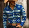 Camisa de manga larga para hombre de estilo europeo y americano, tendencia de moda vaquera occidental, camisa para hombre de estilo étnico transpirable