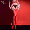 Meias 7/8 Plus Size Ajustáveis com Três Fileiras e Dois Botões, Meias Sexy Brilhantes de Renda até a Coxa, Meias Ligas Sensuais de Seda Preta Puro Desejo