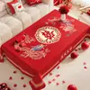 Toalha de Mesa de Centro para Casamento, Não Lavável, Impermeável, à Prova de Óleo, Toalha de Mesa Vermelha com Atmosfera Festiva, Toalha de Mesa para Decoração de Noivado e Recém-Casados