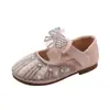 Zapatos de Cristal de Rendimiento de Moda Nuevos para Niña Primavera 2024 Zapatos de Baile para Niños Zapatos de Rendimiento con Lazo Suela Suave de Princesa