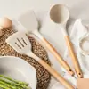 Espátula de Silicone Concha Especial para Panela Antiaderente Conjunto de Espátulas Doméstico para Refogar Colher Escorredora Cozinha Cozinhar Cozinhando Espátula Anti-Escaldante