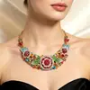 Zi Yu Joias Transfronteiriças Conjunto de Colar e Brincos Flor Rosa Exagerada Acessórios de Noiva Decoração de Vestido de Festa