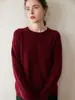 Suéter de Punto Grueso Adelgazante de Cachemir Falso de Dos Piezas con Cuello Redondo para Mujer, Color Bloqueado Retorcido, Top Holgado de Hombro Caído Otoño e Invierno