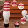 Decoraciones navideñas transfronterizas: Funda sin rostro de Rudolph para botella de vino, funda de punto a rayas de Santa para botella de vino, decoración de mesa