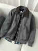 Jaqueta retrô americana Detroit, coleção de outono masculina, design de corte justo, gola estilo baseball, jaqueta de sarja lavada para trabalho