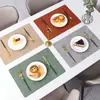 Manteles Individuales de Cuero de Lujo Ligero, Manteles Cuadrados de Hotel Doble Cara Grabados para Mesa de Comedor con Aislamiento Térmico, Manteles Impermeables y a Prueba de Aceite para Platos y Tazones, Vajilla