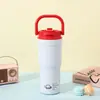 Taza aislada de acero inoxidable 316 muy elegante, gran capacidad, portátil con asa, taza para beber de doble uso, taza de coche de moda para exteriores