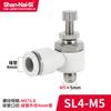 Conector rápido de tubo neumático tipo Shanes, interruptor de control de velocidad, válvula reguladora de cilindro SL6-M5, válvula de mariposa, conector blanco