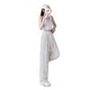 Calça Wide Leg Tie-Dye Pintura a Tinta de Seda de Gelo para Mulheres, Moda Verão Fina Cintura Alta Caimento Reto Emagrecedora Casual