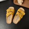 Pantuflas Birkenstock para Mujer Suela Gruesa Piel Genuina Sin Cierre Doble Hebilla Antideslizantes Zapatos de Playa Ropa de Verano Popular Sandalias Birkenstock