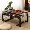 Mesa de Centro Sala de Estar Hogar Mesa de Té Pequeña Tatami Madera Maciza Mesa de Té Dormitorio Ventana Mirador Mesa Pequeña Balcón Piso Mesa Baja