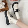 Zapatos de Cuero con Cordones Versátiles Transfronterizos para Mujer, Novedad Primavera 2026 Estilo Británico Retro Mocasines de Suela Gruesa para Mujer